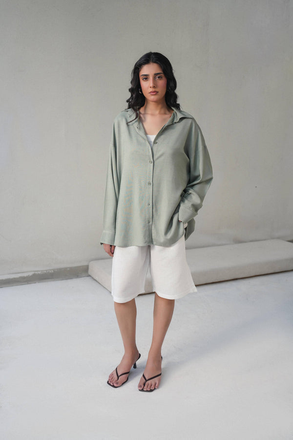 LINEN BLEND BUTTON DOWN