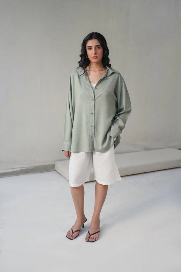 LINEN BLEND BUTTON DOWN