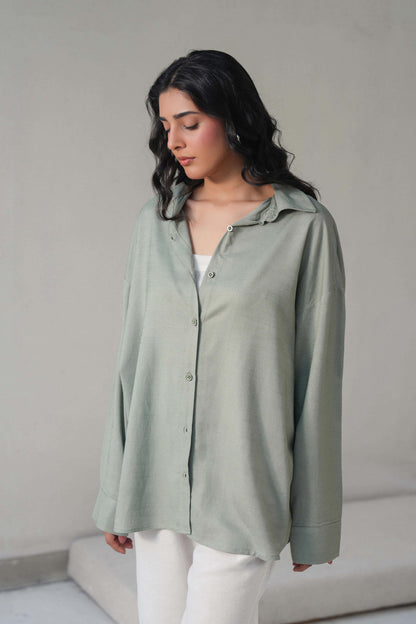 LINEN BLEND BUTTON DOWN