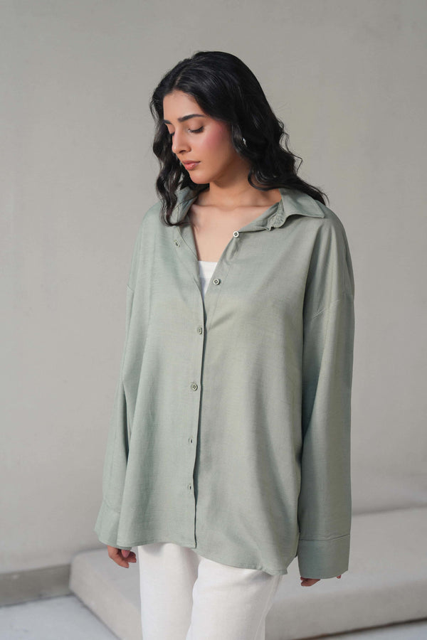 LINEN BLEND BUTTON DOWN