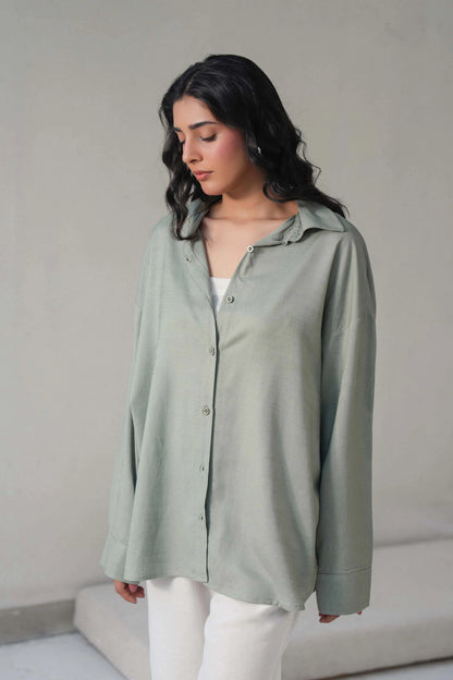 LINEN BLEND BUTTON DOWN