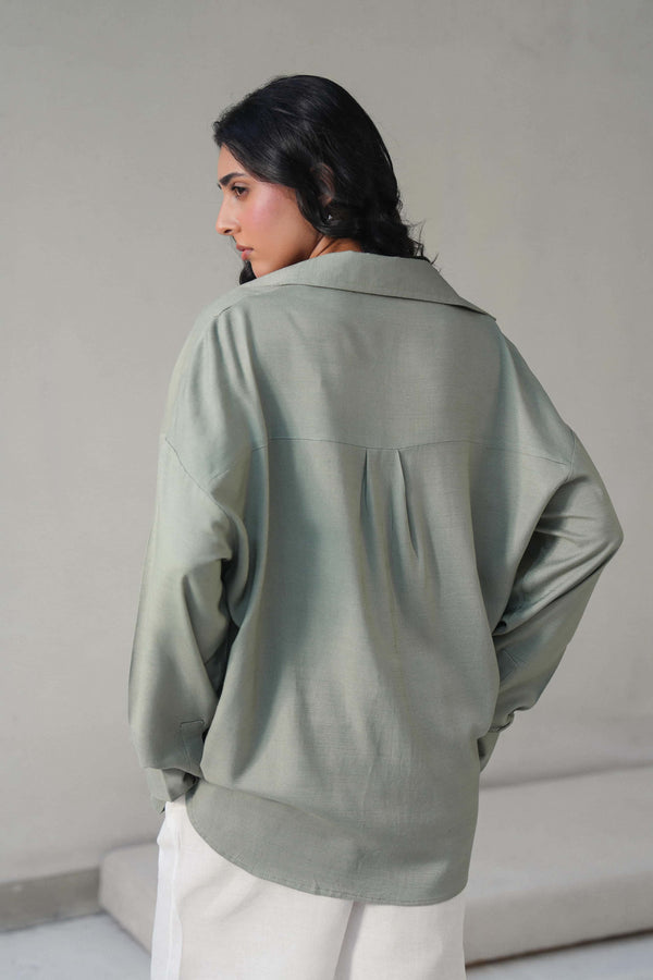 LINEN BLEND BUTTON DOWN