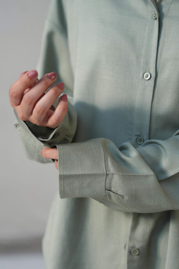 LINEN BLEND BUTTON DOWN