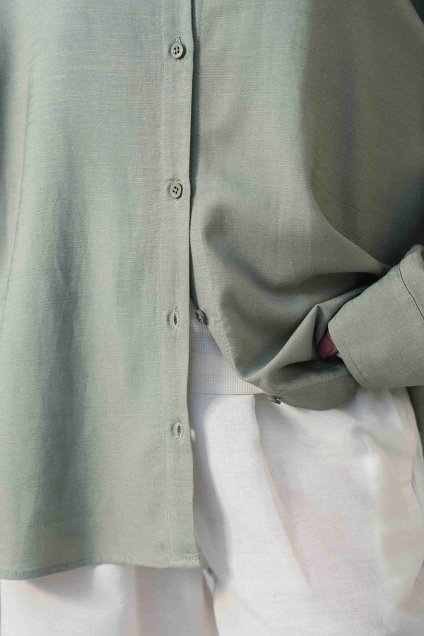 LINEN BLEND BUTTON DOWN