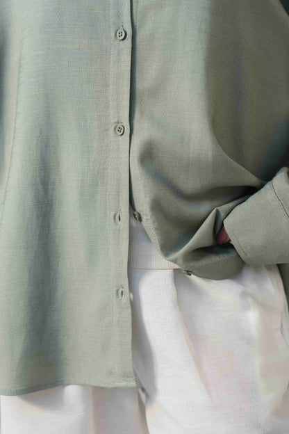 LINEN BLEND BUTTON DOWN