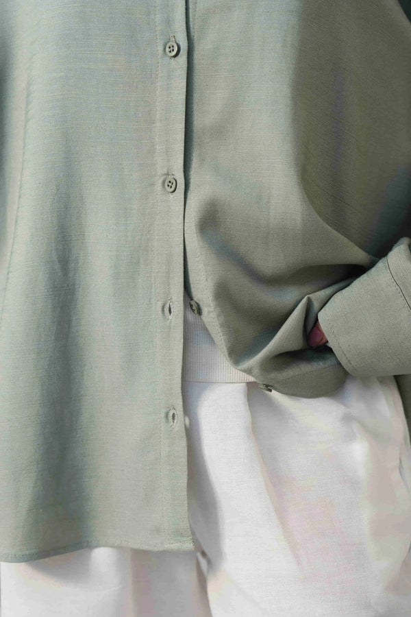 LINEN BLEND BUTTON DOWN