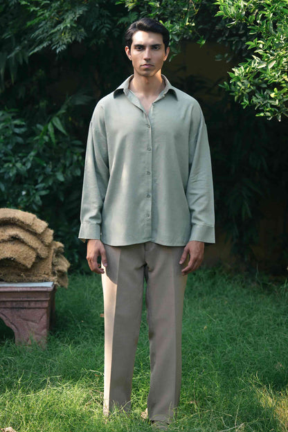 LINEN BLEND BUTTON DOWN