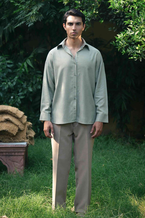 LINEN BLEND BUTTON DOWN