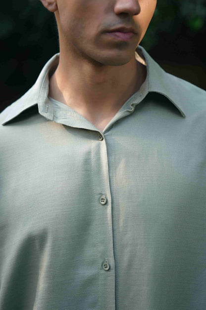 LINEN BLEND BUTTON DOWN