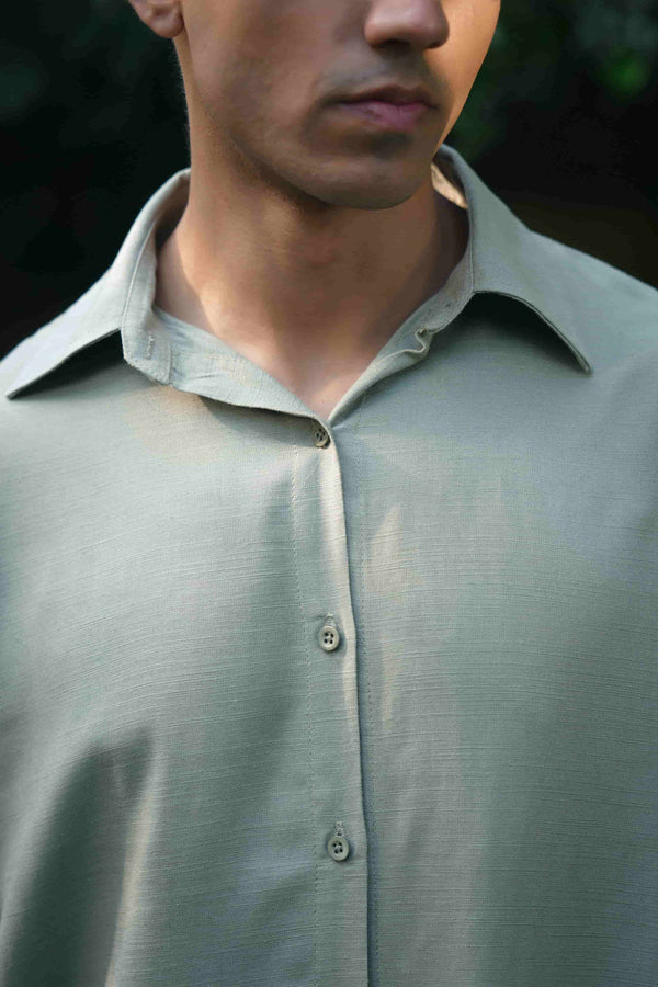LINEN BLEND BUTTON DOWN
