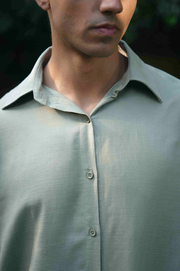 LINEN BLEND BUTTON DOWN