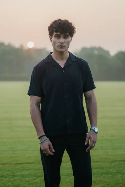 TEXTURED RESORT COLLAR SHIRT